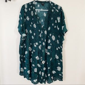 Turquoise Floral Babydoll Top